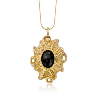 C. 1980 Vintage 7.00 Carat Garnet Pin Pendant In 14kt Yellow Gold. 18" &mdash; Alt Image 1