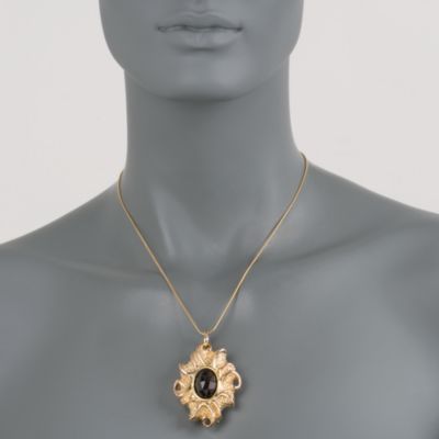C. 1980 Vintage 7.00 Carat Garnet Pin Pendant In 14kt Yellow Gold. 18" &mdash; Alt Image 2