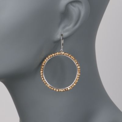 Pyrite Drop Hoop Earrings in Sterling Silver  &mdash; Alt Image 2