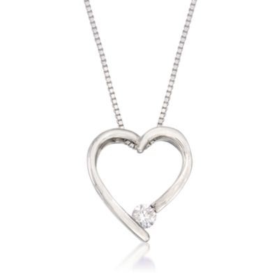 .10 Carat Diamond Open Heart Pendant Necklace in Sterling Silver. 18" &mdash; Alt Image 1