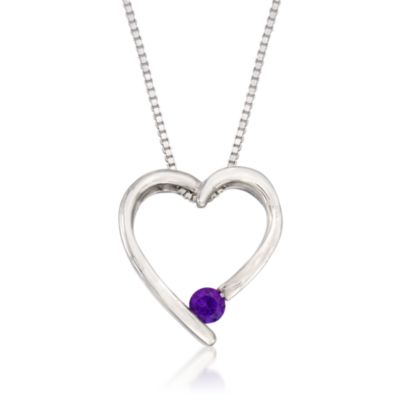 .10 ct. t.w. Amethyst Open Heart Pendant Necklace in Sterling Silver. 18" &mdash; Alt Image 1
