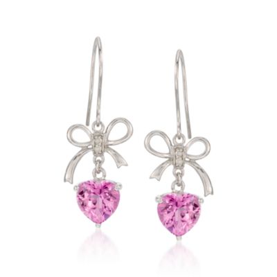 4.20 ct. t.w. Pink Topaz Heart Earrings With Diamonds in Sterling Silver &mdash; Alt Image 1