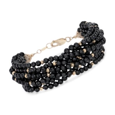 Black Onyx and Pyrite Bracelet in 14kt Over Sterling &mdash; Alt Image 1