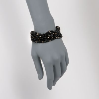 Black Onyx and Pyrite Bracelet in 14kt Over Sterling &mdash; Alt Image 2