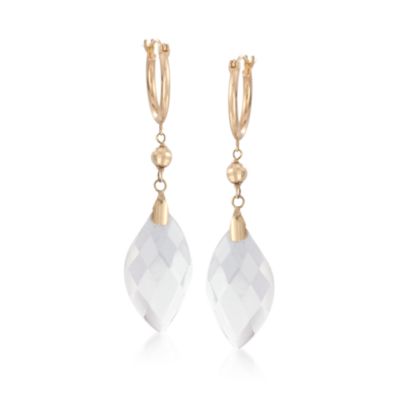 Marquise Rock Crystal Earrings in 14kt Yellow Gold &mdash; Alt Image 1