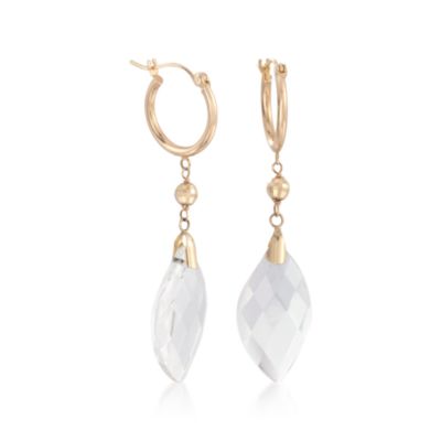Marquise Rock Crystal Earrings in 14kt Yellow Gold &mdash; Alt Image 3