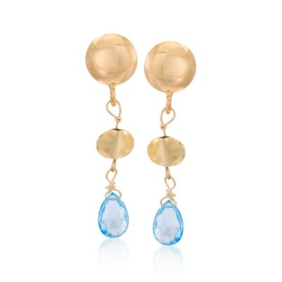 C. 1980 Vintage 1.20 ct. t.w. Topaz Drop Earrings In 22kt Yellow Gold &mdash; Alt Image 1