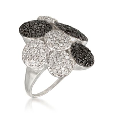 1.33 ct. t.w. Pave Black and White Diamond Cluster Ring in Sterling Silver &mdash; Alt Image 3