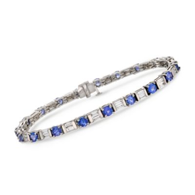 4.50 ct. t.w. Tanzanite and 2.00 ct. t.w. Diamond Bracelet In 18kt White Gold. 6.75" &mdash; Alt Image 1