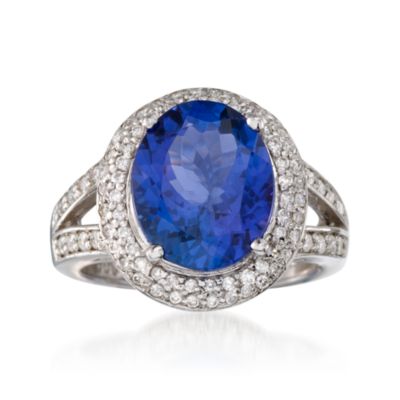 5.11 Carat Tanzanite and .55 ct. t.w. Diamond Cocktail Ring in 14kt White Gold &mdash; Alt Image 1
