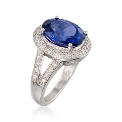 5.11 Carat Tanzanite and .55 ct. t.w. Diamond Cocktail Ring in 14kt White Gold &mdash; Alt Image 3