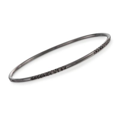 1.00 ct. t.w. Black Diamond Bangle in Sterling Silver. 7" &mdash; Alt Image 1
