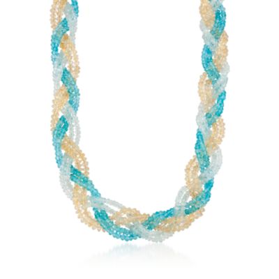300.00 ct. t.w. Multi-Gemstone Braid Necklace in 14kt Yellow Gold. 18" &mdash; Alt Image 1