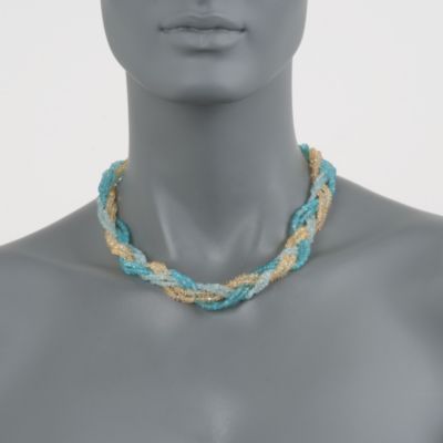 300.00 ct. t.w. Multi-Gemstone Braid Necklace in 14kt Yellow Gold. 18" &mdash; Alt Image 2