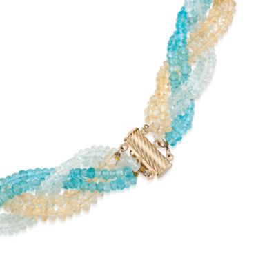 300.00 ct. t.w. Multi-Gemstone Braid Necklace in 14kt Yellow Gold. 18" &mdash; Alt Image 3