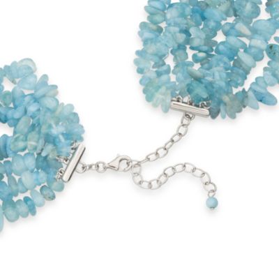 Aquamarine Torsade Necklace in Sterling Silver. 18" &mdash; Alt Image 3