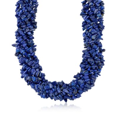 Lapis Torsade Necklace in Sterling Silver. 18" &mdash; Alt Image 1