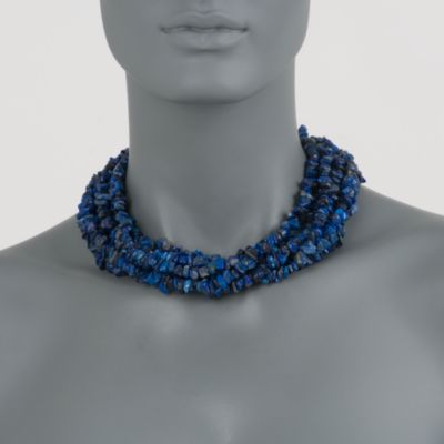 Lapis Torsade Necklace in Sterling Silver. 18" &mdash; Alt Image 2