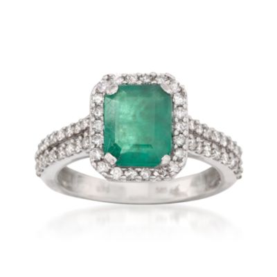 2.00 Carat Emerald and .70 ct. t.w. Diamond Ring in 14kt White Gold &mdash; Alt Image 1