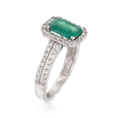 2.00 Carat Emerald and .70 ct. t.w. Diamond Ring in 14kt White Gold &mdash; Alt Image 3