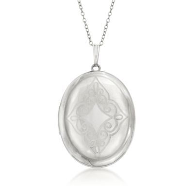 Sterling Silver Oval Locket Pendant Necklace. 18" &mdash; Alt Image 1