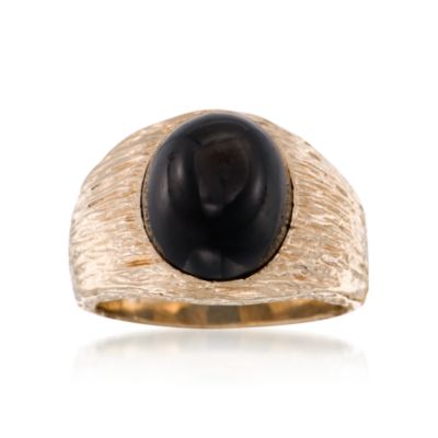 C. 1960 Vintage 13.40 Carat Black Sapphire Ring in 14kt Yellow Gold. Size 7.5 &mdash; Alt Image 1