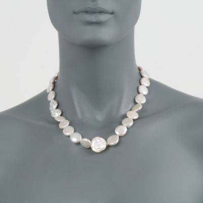 Coin Pearl Rose Necklace in 14kt Yellow Gold &mdash; Alt Image 3