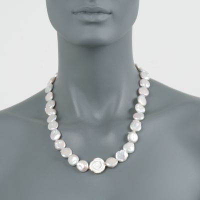 Coin Pearl Rose Necklace in 14kt Yellow Gold &mdash; Alt Image 4