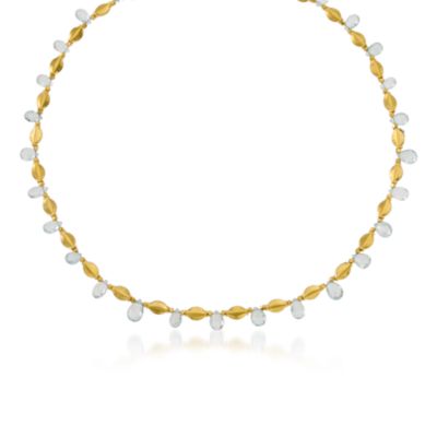C. 1990 Vintage 19.00 ct. t.w. Topaz Necklace In 18kt Yellow Gold. 15.5" &mdash; Alt Image 1