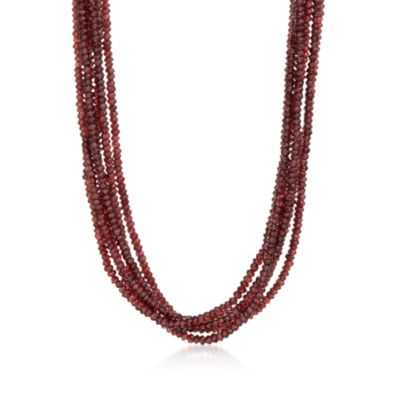 250.00 ct. t.w. Garnet Bead Six-Strand Necklace in 14kt Yellow Gold &mdash; Alt Image 1