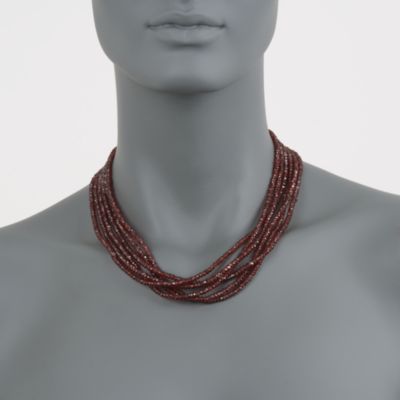 250.00 ct. t.w. Garnet Bead Six-Strand Necklace in 14kt Yellow Gold &mdash; Alt Image 3