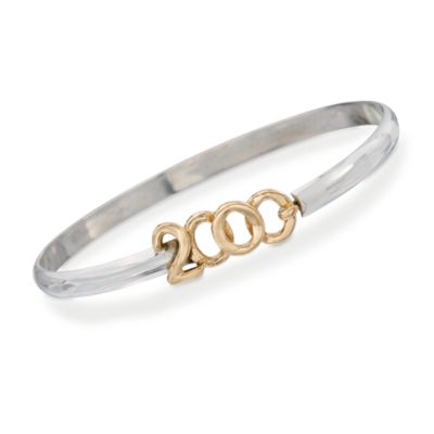 C. 2000 Vintage Bangle Bracelet in Two-Tone. 7" &mdash; Alt Image 1