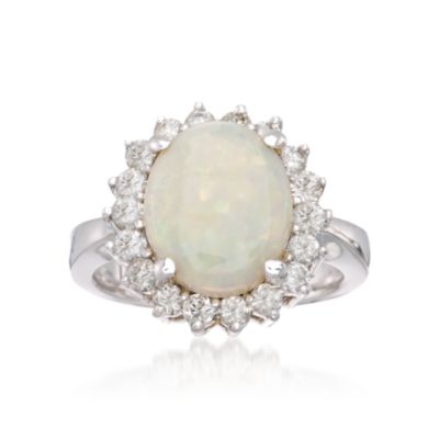 Opal and 1.00 ct. t.w. Diamond Ring in 14kt White Gold &mdash; Alt Image 1