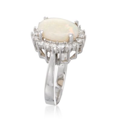 Opal and 1.00 ct. t.w. Diamond Ring in 14kt White Gold &mdash; Alt Image 3