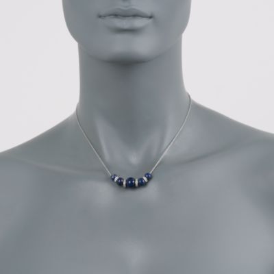 Lapis and .35 ct. t.w. Diamond Necklace in Sterling Silver. 16" &mdash; Alt Image 2