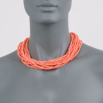 Multi-Strand Coral Bead Necklace in 18kt Gold Over Sterling Silver. 17" &mdash; Alt Image 2
