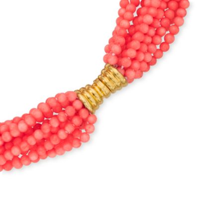Multi-Strand Coral Bead Necklace in 18kt Gold Over Sterling Silver. 17" &mdash; Alt Image 3