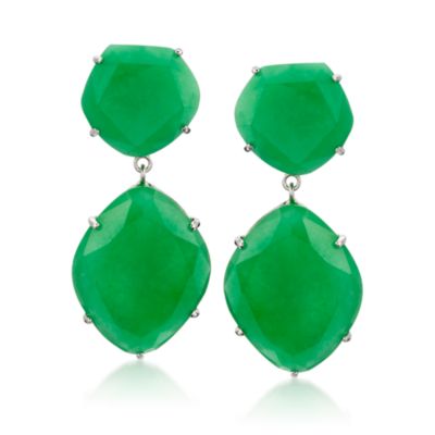 Green Jade Earrings in Sterling Silver &mdash; Alt Image 1