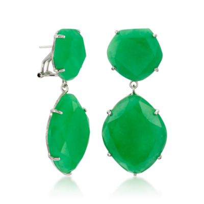 Green Jade Earrings in Sterling Silver &mdash; Alt Image 3