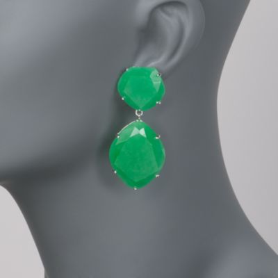 Green Jade Earrings in Sterling Silver &mdash; Alt Image 2