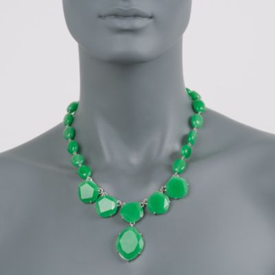 Green Jade Y-Style Necklace in Sterling Silver. 18" &mdash; Alt Image 2