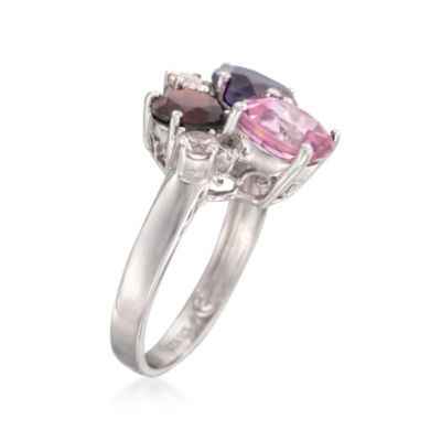 5.50 ct. t.w. Multi-Gemstone Trio Ring With CZs in Sterling Silver &mdash; Alt Image 3
