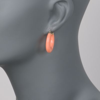 Coral Hoop Earrings in 14kt Yellow Gold &mdash; Alt Image 2
