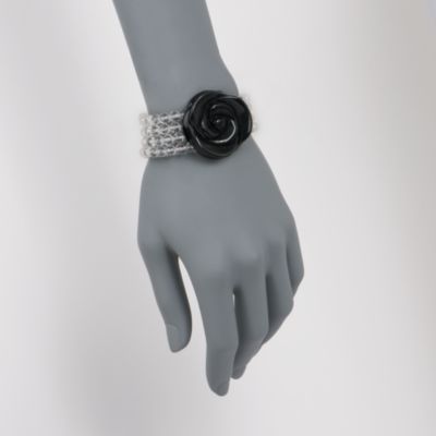 Black Onyx Rose and Rock Crystal Bracelet &mdash; Alt Image 2