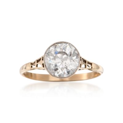 C. 1960 Vintage 2.03 Carat Diamond Solitaire Ring in 14kt Yellow Gold. Size 7.75 &mdash; Alt Image 1