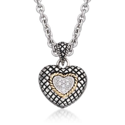 Andrea Candela .10 ct. t.w. Diamond Heart Necklace in Two-Tone. 17" &mdash; Alt Image 1