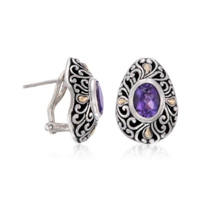 1.70 ct. t.w. Balinese Amethyst Earrings in Two-Tone &mdash; Alt Image 3