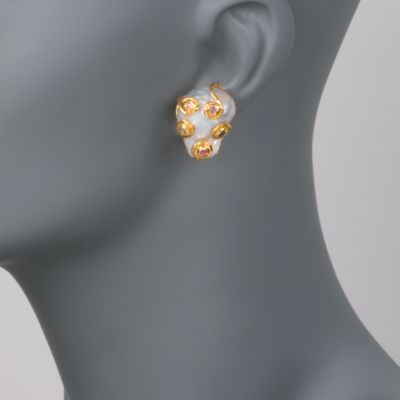 .90 ct. t.w. Multicolored Sapphire and Pearl Earrings in Vermeil &mdash; Alt Image 2