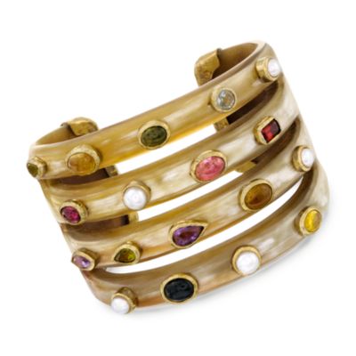 12.60 Multi-Gemstone and Pearl Cuff Bracelet in Vermeil &mdash; Alt Image 1