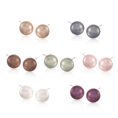 7-Pair Set of Faux Pearl Stud Earrings in Sterling Silver &mdash; Alt Image 1